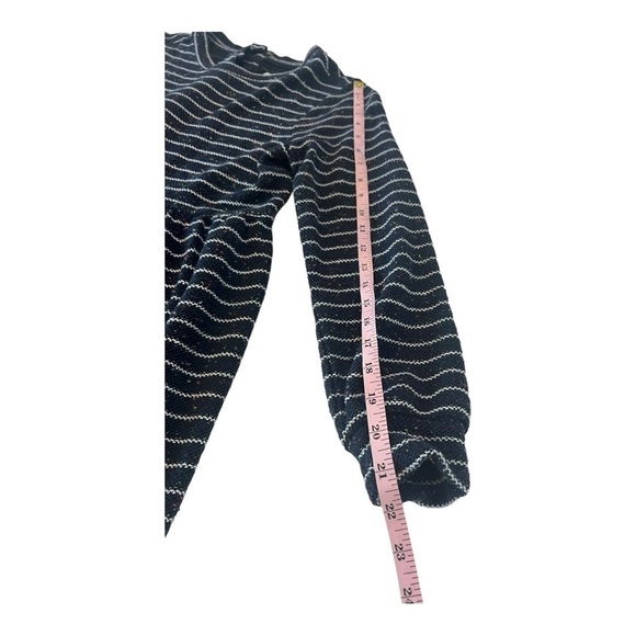 LOFT Striped Button Back Swing Dress in Navy Multi Color Specks & Metallic - Picture 12 of 15